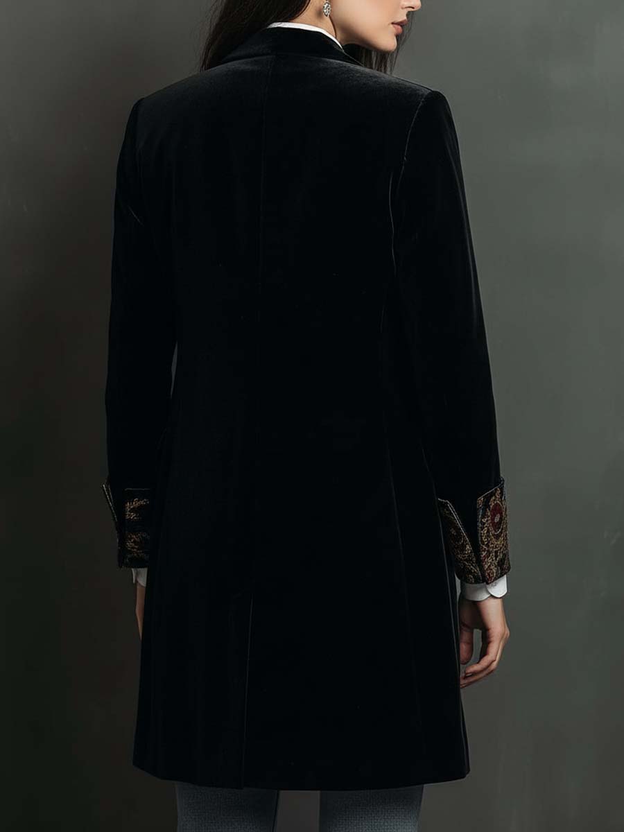 Véra | Blazer Noir Baroque à Revers