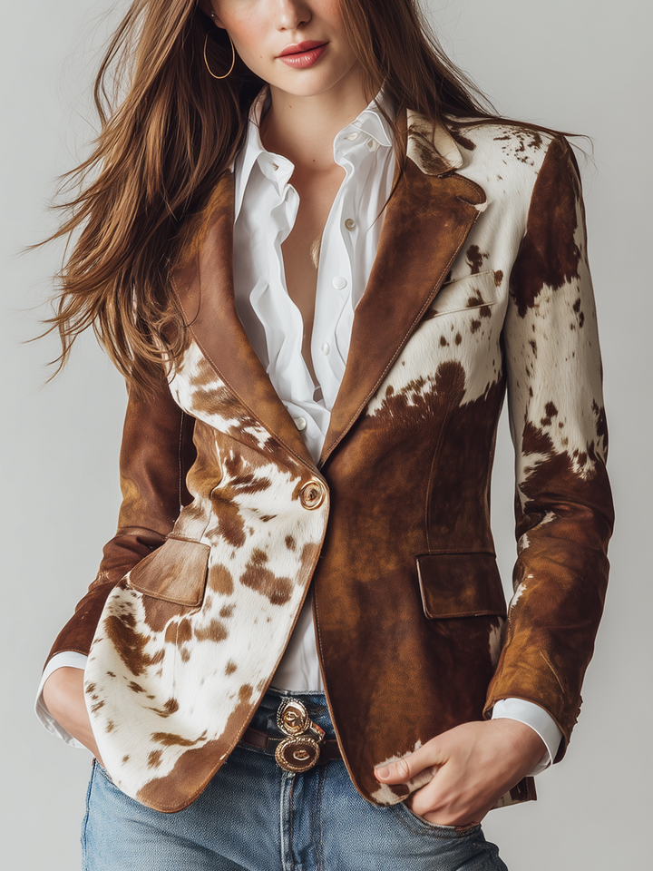 Viviane | Blazer Vintage Imprimé Vache