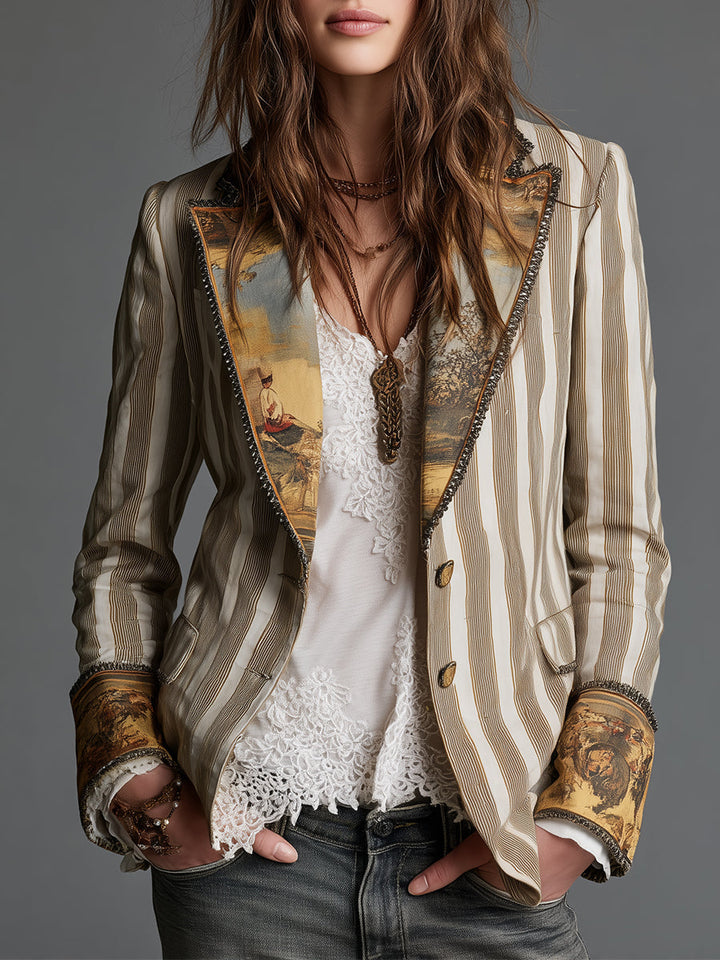 Clémentine | Blazer Bohème Rayé à Revers