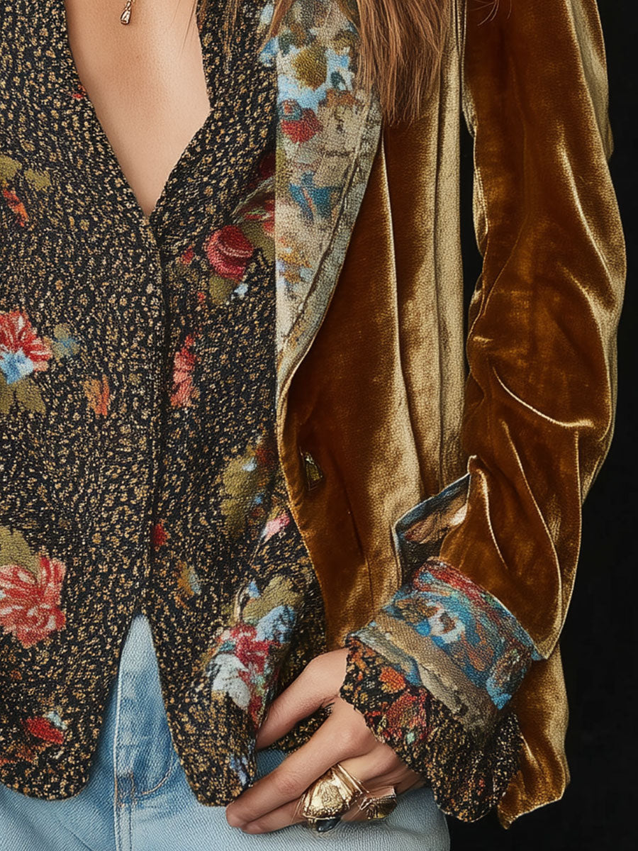 Rosemonde | Blazer Vintage à Patchwork Floral