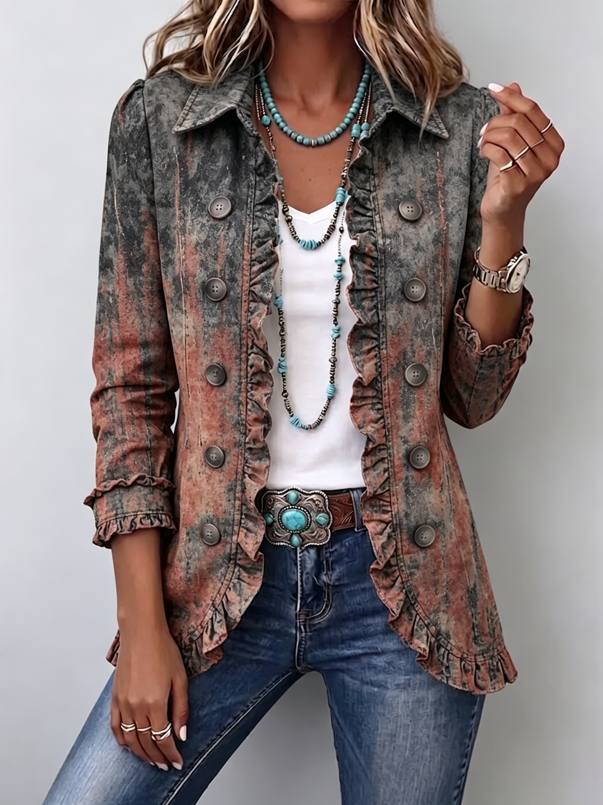 Flavie | Veste Vintage Imprimé Dégradé Texturé
