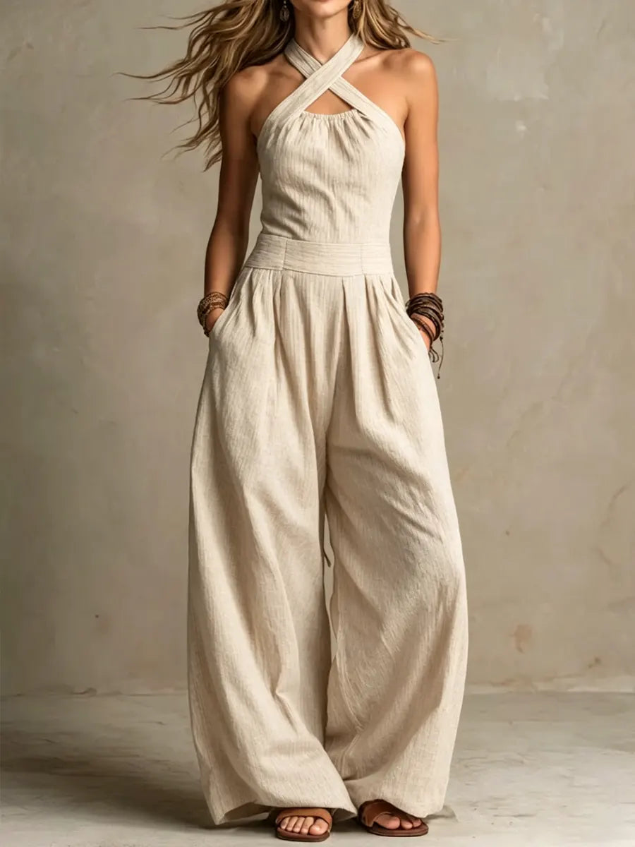 Corinne | Combinaison Longue Fluide à Col Halter
