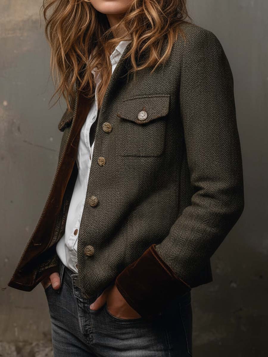 Roseline | Blazer Chevron à Bordure Contrastée