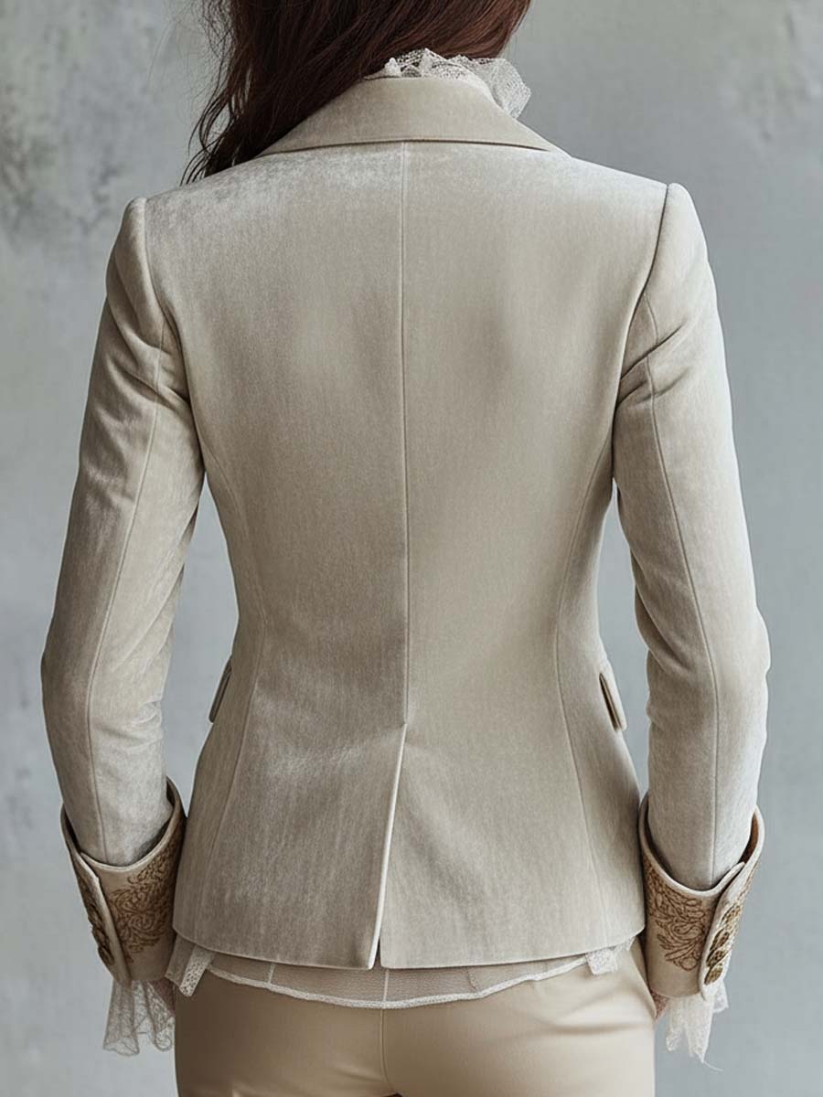 Coralie | Blazer Ajusté Brodé Ivoire