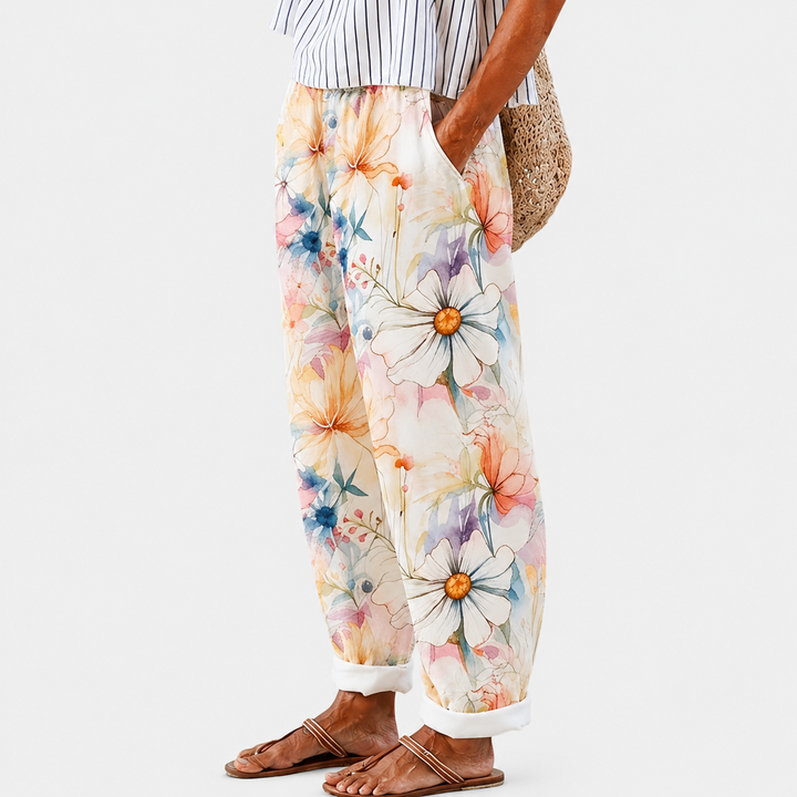 Pantalons Confort Fleurs Pastel
