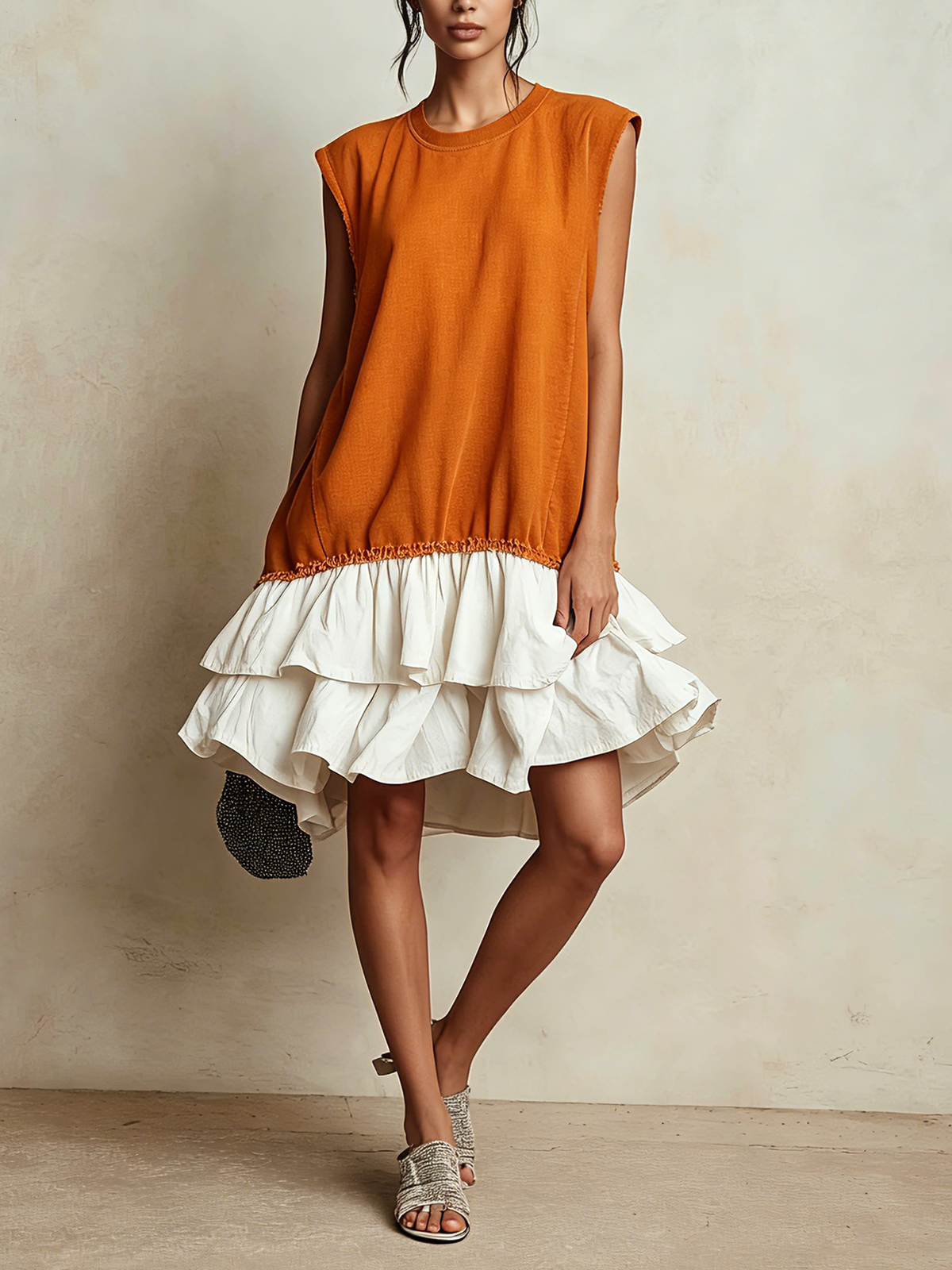 Éliane | Robe décontractée color block, coupe ample, esprit vacances