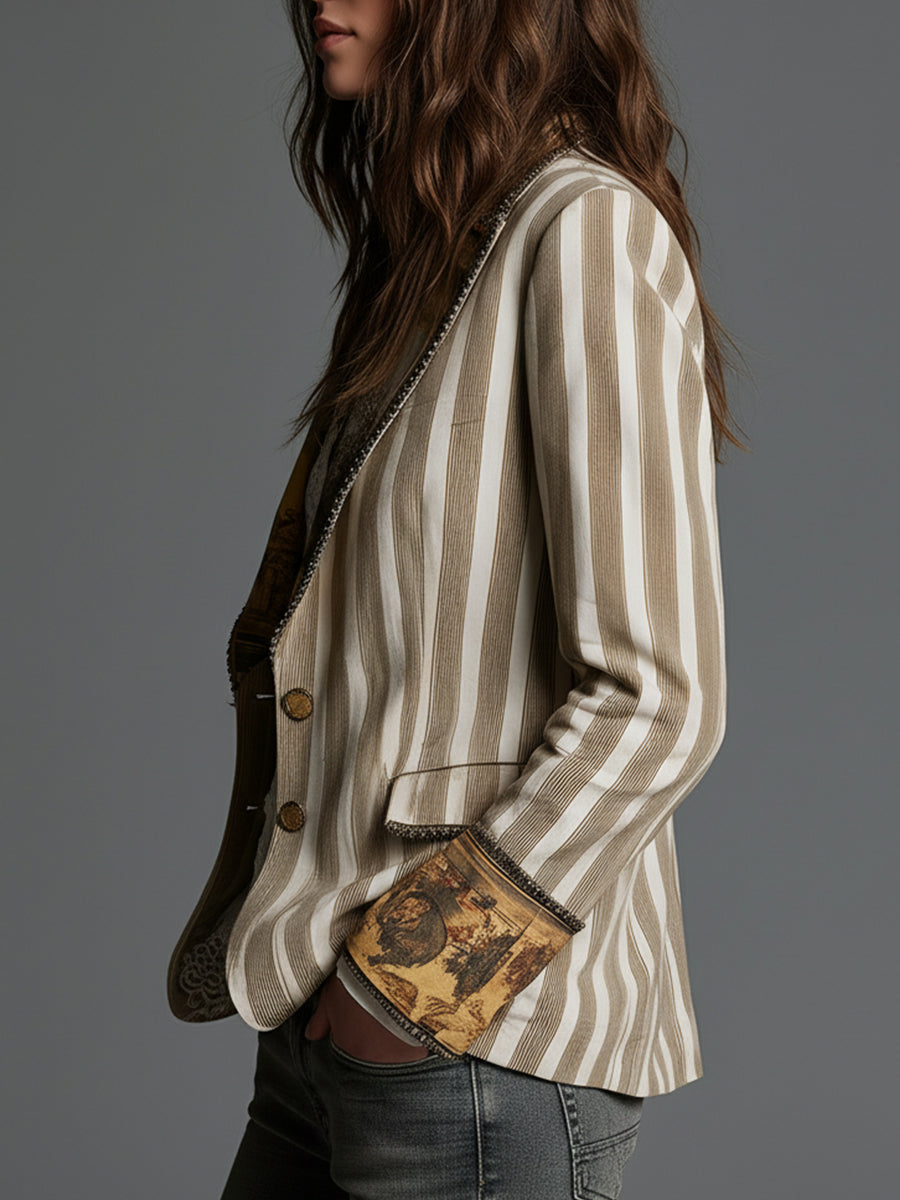 Clémentine | Blazer Bohème Rayé à Revers