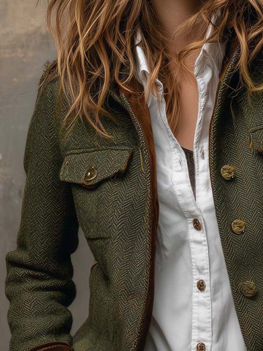 Roseline | Blazer Chevron à Bordure Contrastée