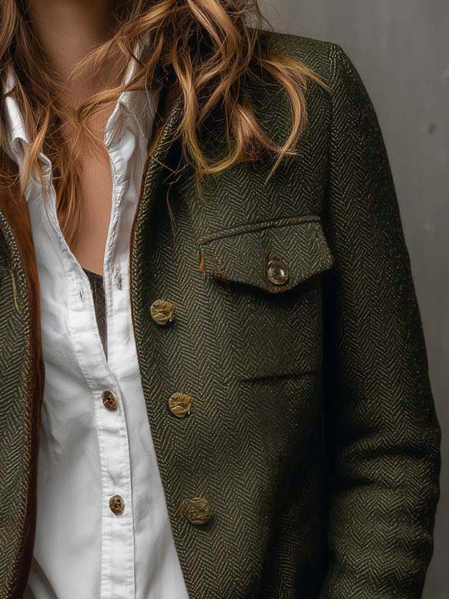 Roseline | Blazer Chevron à Bordure Contrastée