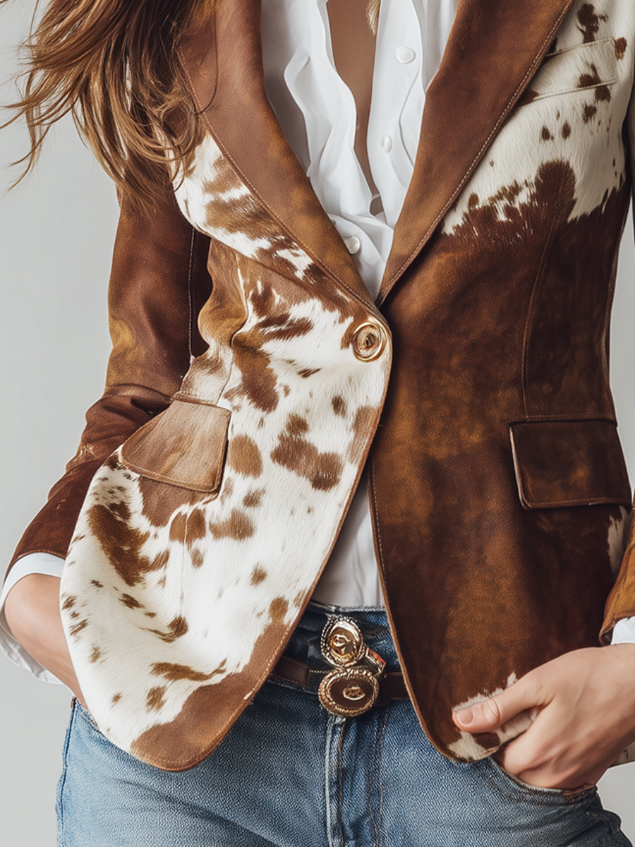 Viviane | Blazer Vintage Imprimé Vache