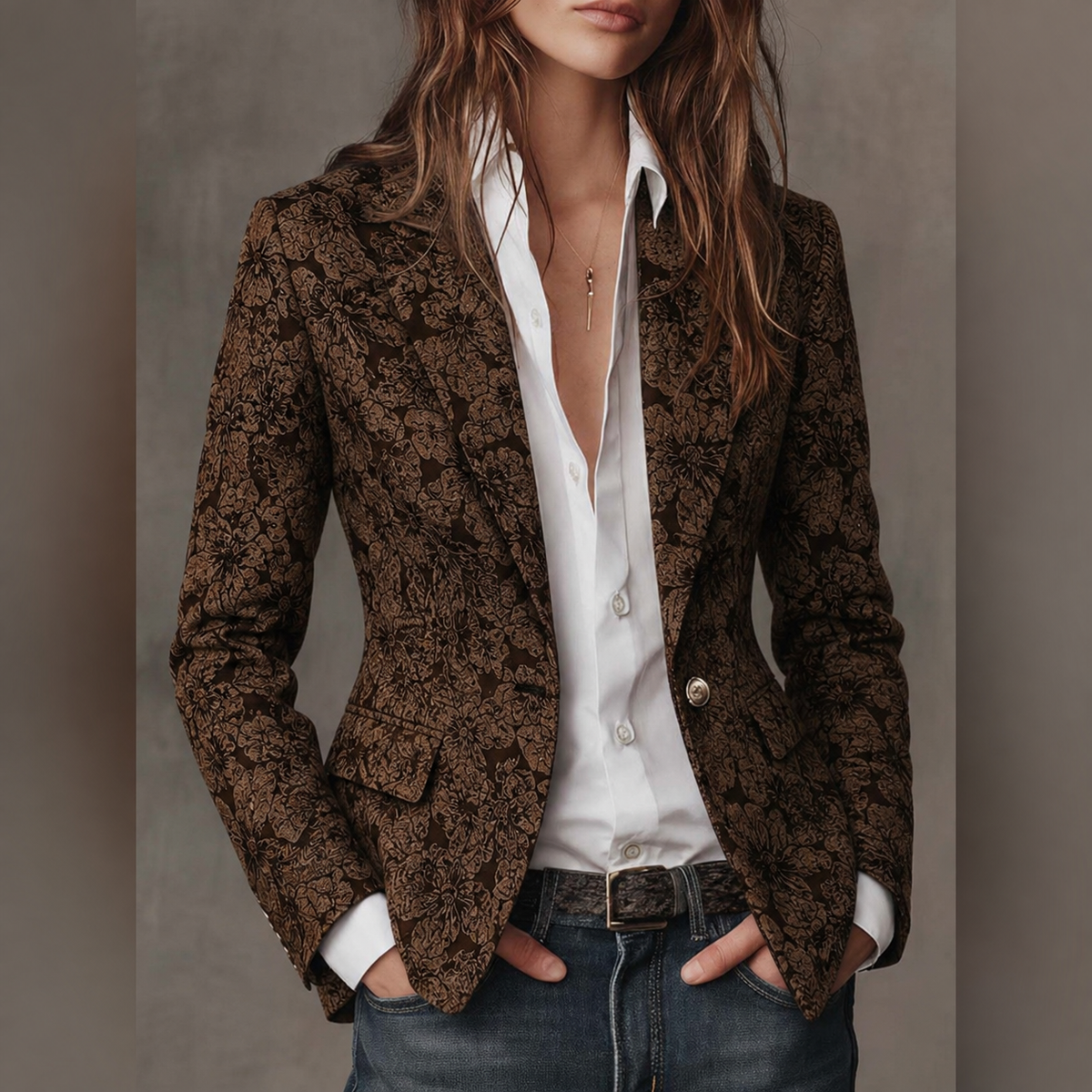Georgette | Blazer Ajusté en Jacquard Paisley