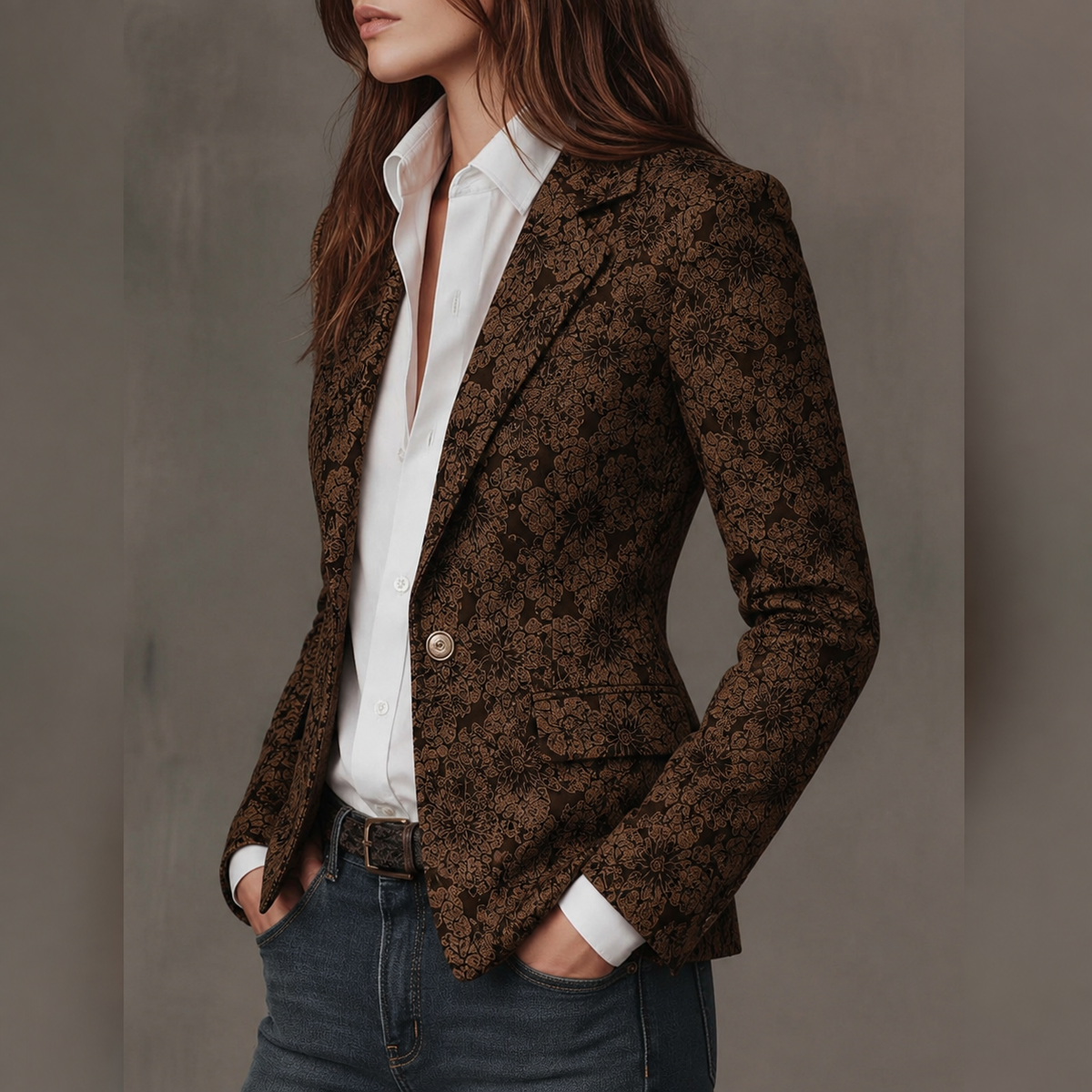 Georgette | Blazer Ajusté en Jacquard Paisley