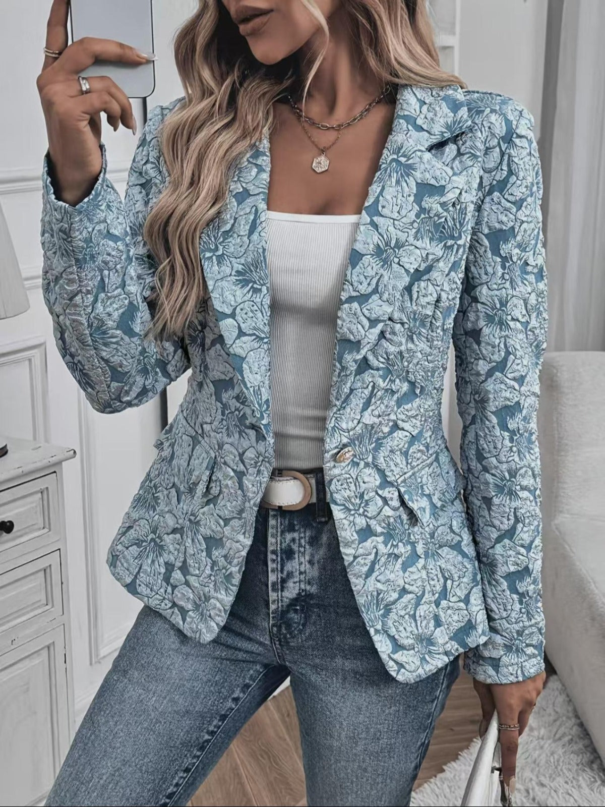 Georgette | Blazer Ajusté en Jacquard Paisley