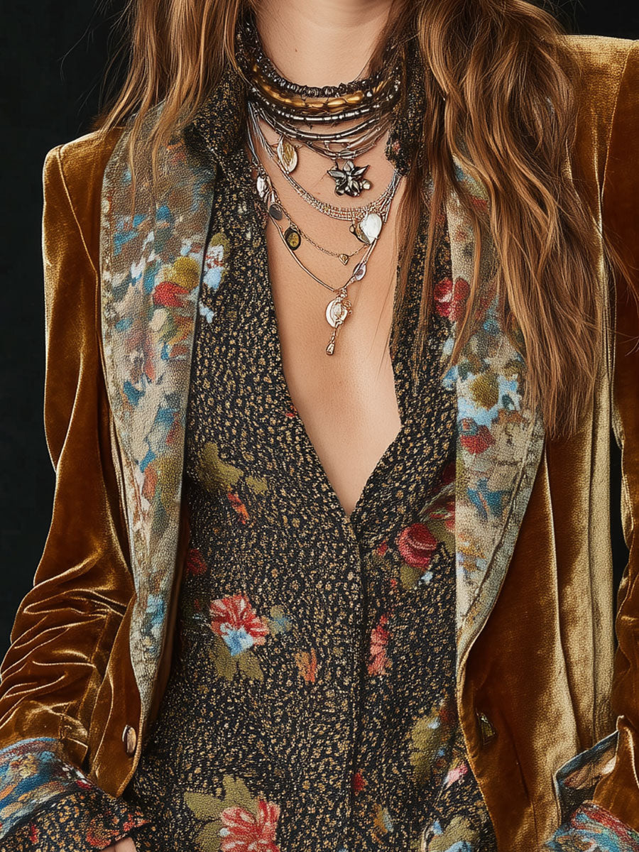 Rosemonde | Blazer Vintage à Patchwork Floral
