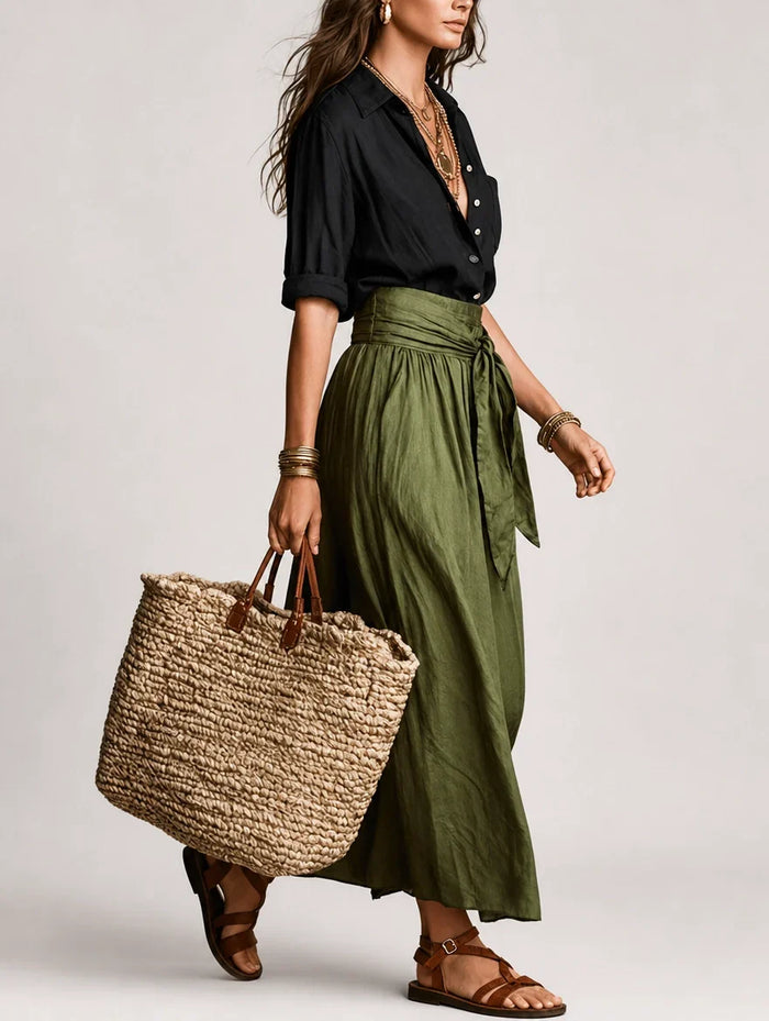 Delphine | Robe Longue Asymétrique Élégante et Fluide