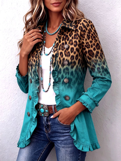 Béatrice | Blazer Léopard Dégradé Turquoise