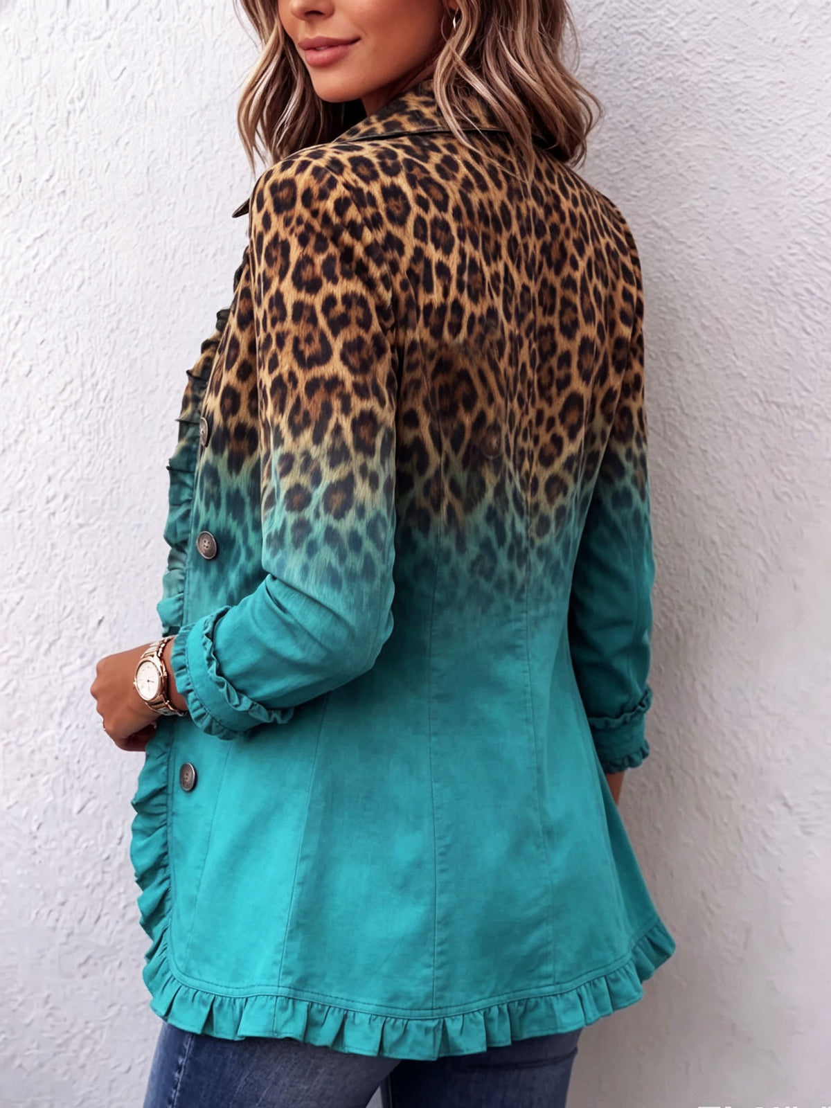 Béatrice | Blazer Léopard Dégradé Turquoise