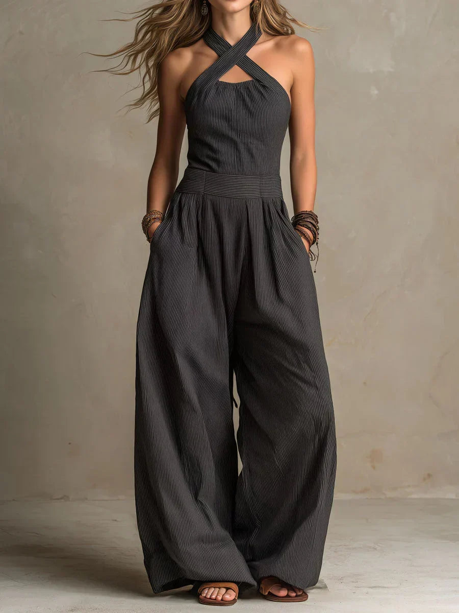 Corinne | Combinaison Longue Fluide à Col Halter