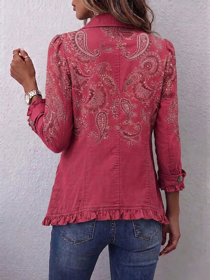 Iseult | Veste Paisley Vintage Rose Ancien avec Volants
