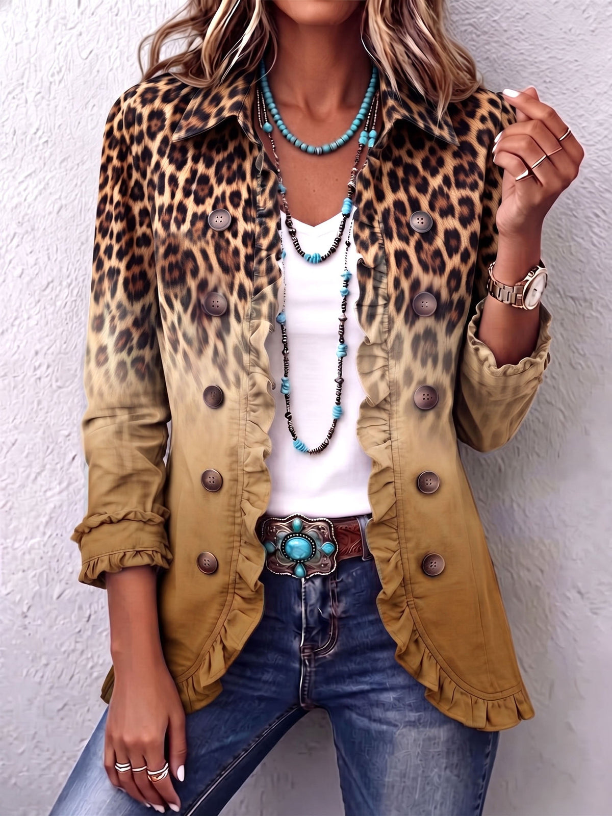 Paule | Blazer Léopard Dégradé Ocre