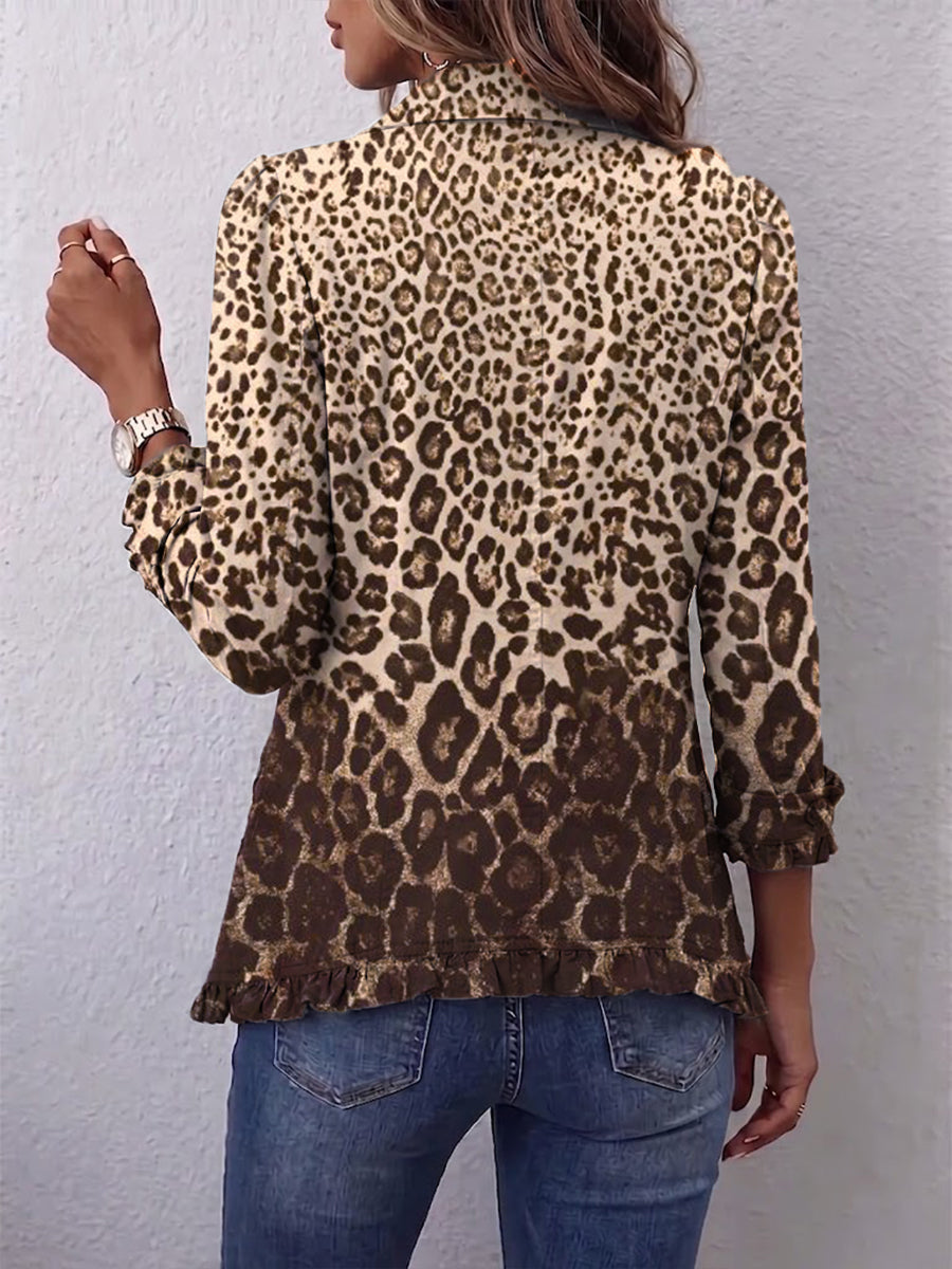 Ombeline | Veste Léopard Multicolore avec Volants
