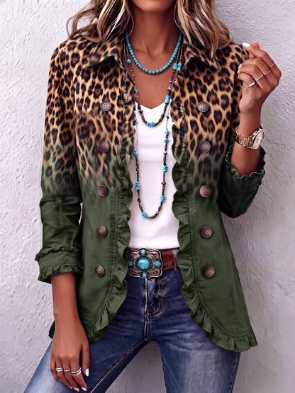Béatrice | Blazer Léopard Dégradé Turquoise